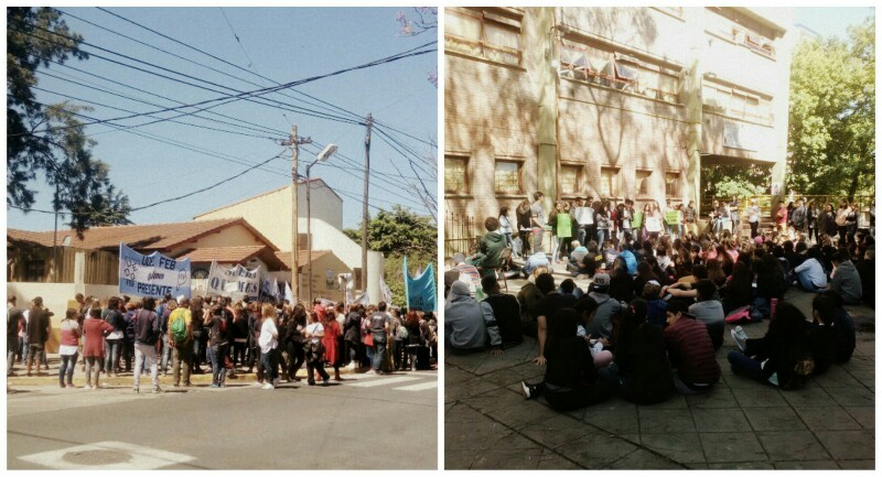 Sentada y abrazo en escuelas del distrito de Quilmes