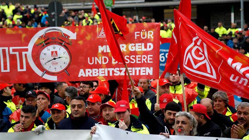 Alemania: el sindicato metalúrgico radicaliza las huelgas por la reducción de la jornada laboral 