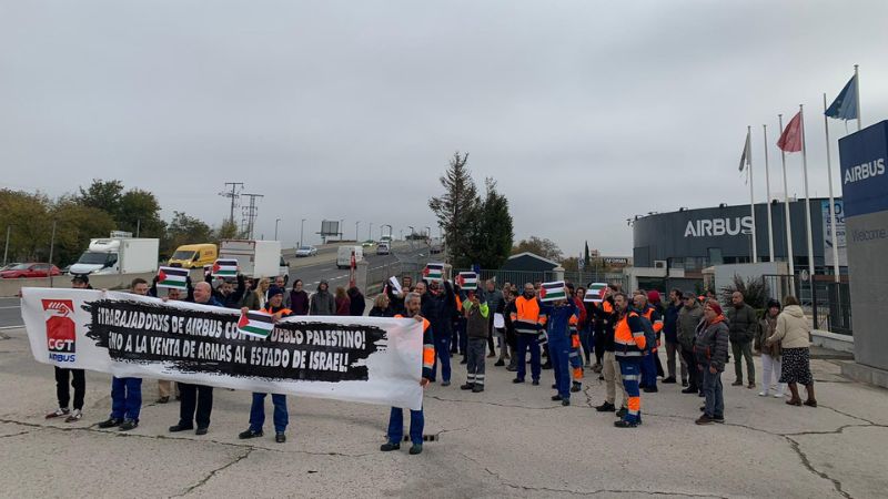 Trabajadores de Airbus Getafe se movilizan en apoyo a Palestina: “Israel asesina y Airbus patrocina” 