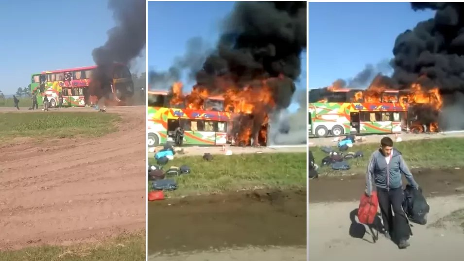 Se incendió un colectivo en el que viajaban trabajadores golondrinas desde Mendoza a Tucumán