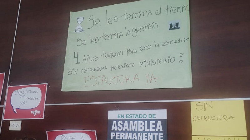 Nueva jornada de lucha en el Ministerio de Igualdad, Género y Diversidad 