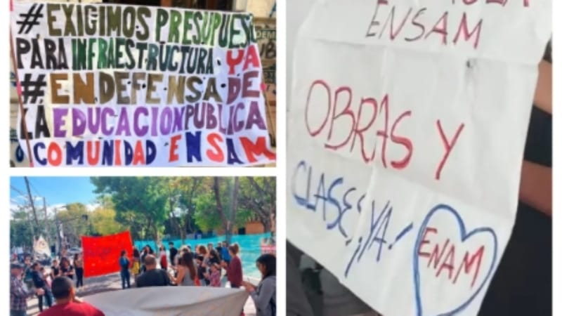 Importante movilización de la comunidad educativa del ENSAM de Banfield en reclamo de obras para la escuela