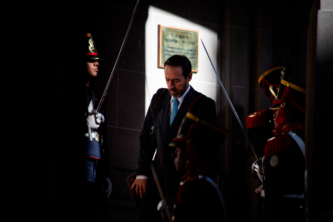 Marcos Galperín (Mercado Libre), saliendo del Palacio San Martín. Foto: Matías Baglietto