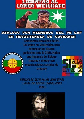 Delegación mapuche de la Pu Lof en Montevideo