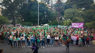 Cientos de pañuelos verdes se alzaron en alto frente a la Casa de Gobierno