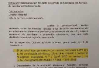 Recortaron la alimentación a los trabajadores del Siprosa