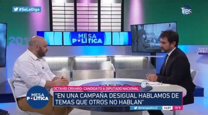 [VIDEO] En Canal 3, Crivaro pidió el apoyo de votantes decepcionados con el Frente Progresista