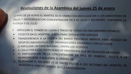 Hospital Posadas: asamblea resuelve paro con corte de 9 de Julio y movilización