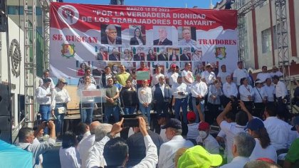 SNTE y otros sindicatos se movilizan en Nayarit contra reforma a pensiones 