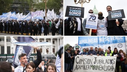 Gremios aeronáuticos concentraron frente al Congreso contra los ataques de Milei y sus aliados