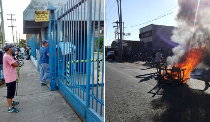 Stockl: trabajadores realizan corte en portón de la metalúrgica