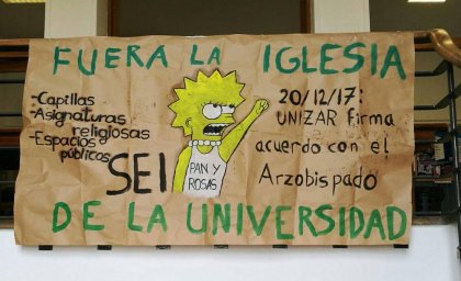 No al acuerdo entre el Arzobispado y UNIZAR: fuera la Iglesia de las aulas