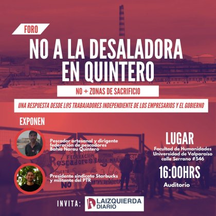 Foro contra la contaminación: ¡No a la Desaladora de Quintero!