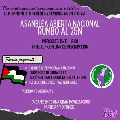 Ante el genocidio sionista contra Palestina: ¡mujeres y feministas unamos fuerzas desde Bolivia en la acción global el 25N!