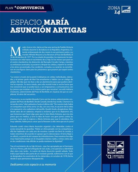 Homenaje a María Asunción Artigas en nuevo espacio público del Municipio A