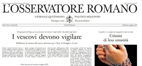 Tapa de L'ossevatore romano del domingo 5 de junio