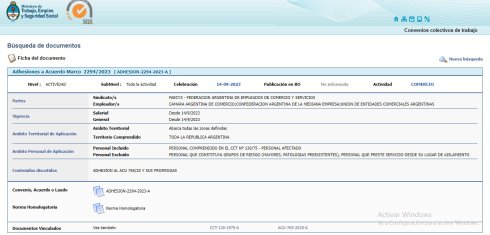 Según la base del Ministerio, hay convenios firmados este año, por ejemplo este con vigencia desde septiembre 2023