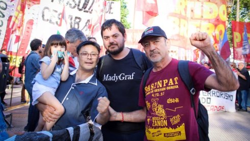 César Arakaki, Jorge Medina (Madygraf) y Raúl Godoy (Zanon) | Foto Enfoque Rojo