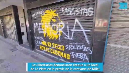 El local de Ganzella con pintadas antifascistas | Captura video El Día