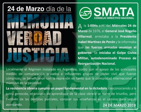 Convocatoria del Smata | Marzo de 2019