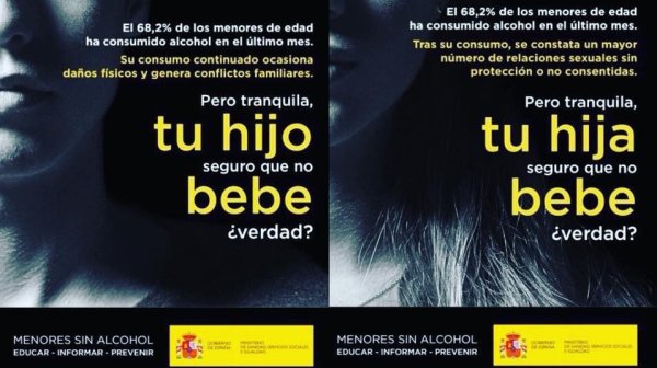 "Menores sin alcohol", la última campaña machista del Gobierno español