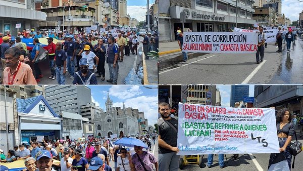 Trabajadores activos y jubilados protestaron en Caracas por salarios y libertad de los trabajadores presos