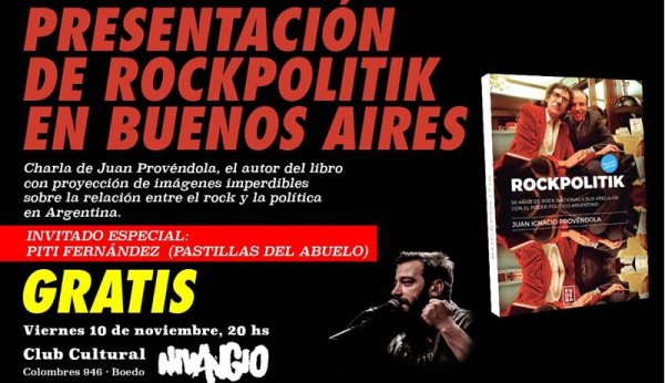 Piti Fernández de Las Pastillas del Abuelo será parte de presentación del libro Rockpolitik