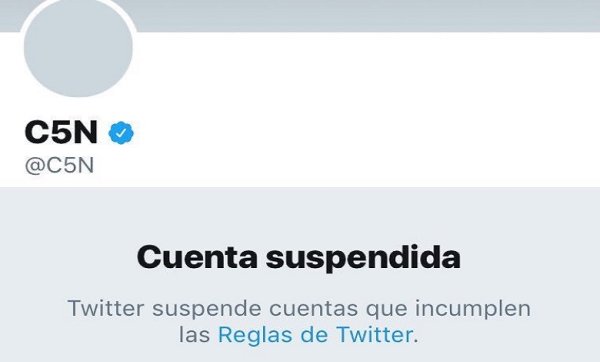 Suspendieron la cuenta de Twitter de C5N