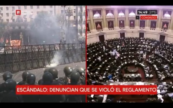 [EN VIVO] Afuera represión, adentro buscan quórum para saquear a los jubilados