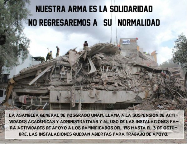 Posgrados de la UNAM se organizan en solidaridad con damnificados