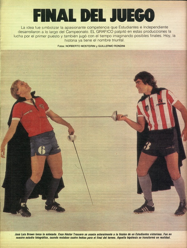 Producción de {El Gráfico} sobre la definición del campeonato de 1982. Brown vence a otro gladiador, Enzo Trossero.