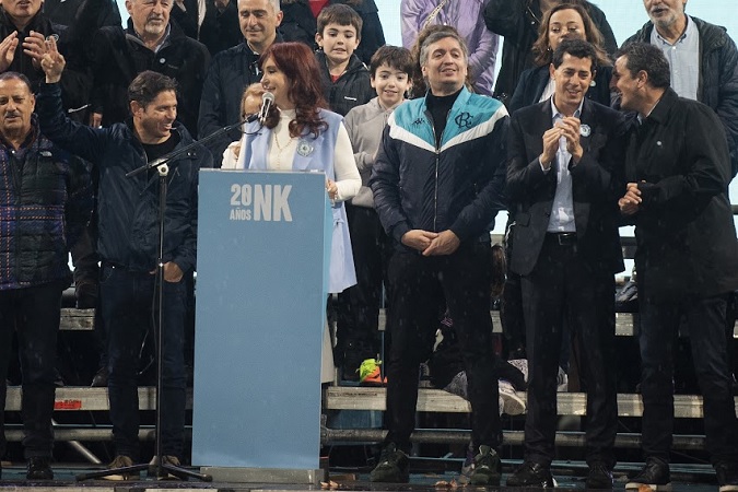 CFK con Kicillof, Máximo, Wado De Pedro y Sergio Massa