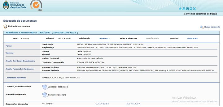 Según la base del Ministerio, hay convenios firmados este año, por ejemplo este con vigencia desde septiembre 2023