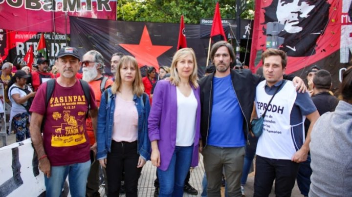 Raúl Godoy, Alejandrina Barry, Myriam Bregman, Nicolás del Caño y Matías Aufieri | Foto Enfoque Rojo