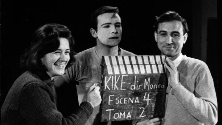 Clara Zappettini, Enrique Liporace y Carlos Piaggio en un rodaje en la Escuela de Cine de La Plata