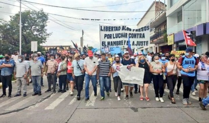 Marzo 2022. Marcha en Jujuy ante la detención de referentes de organizaciones sociales.