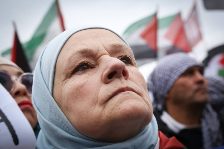 Comunidad palestina se manifiestan contra el genocidio en Gaza en Buenos Aires. Noviembre 2023.