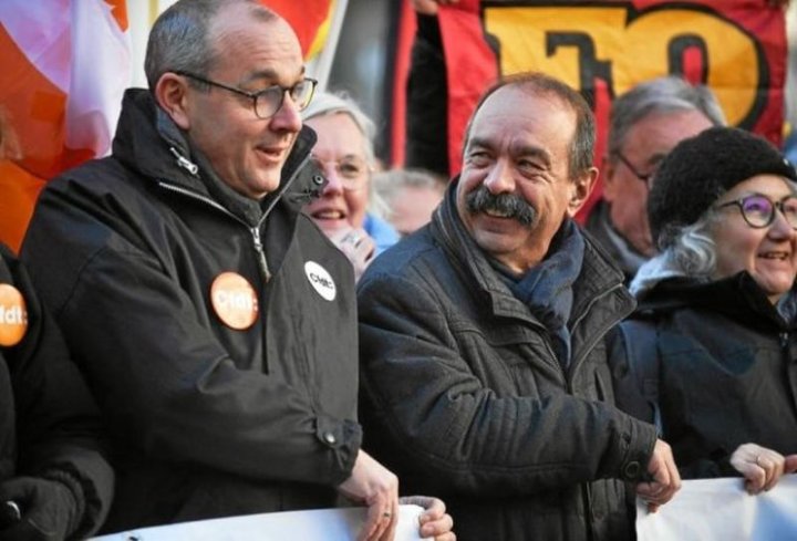 Laurent Berger de la CFDT y Phillippe Martinez de la CGT