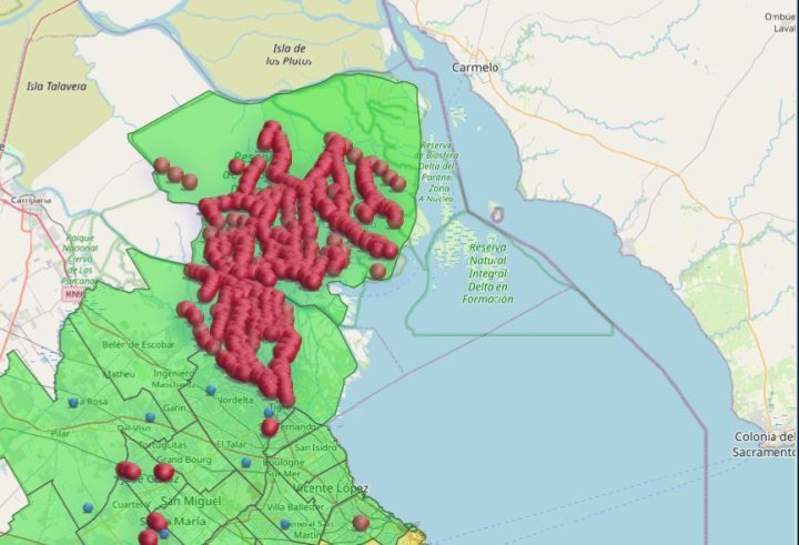 Mapa de las áreas afectadas