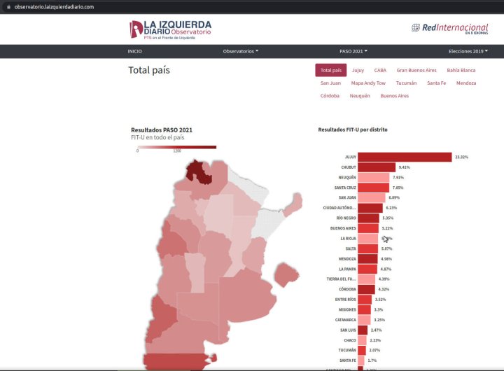 Observatorios de La Izquierda Diario, con mapas de resultados por circuito.