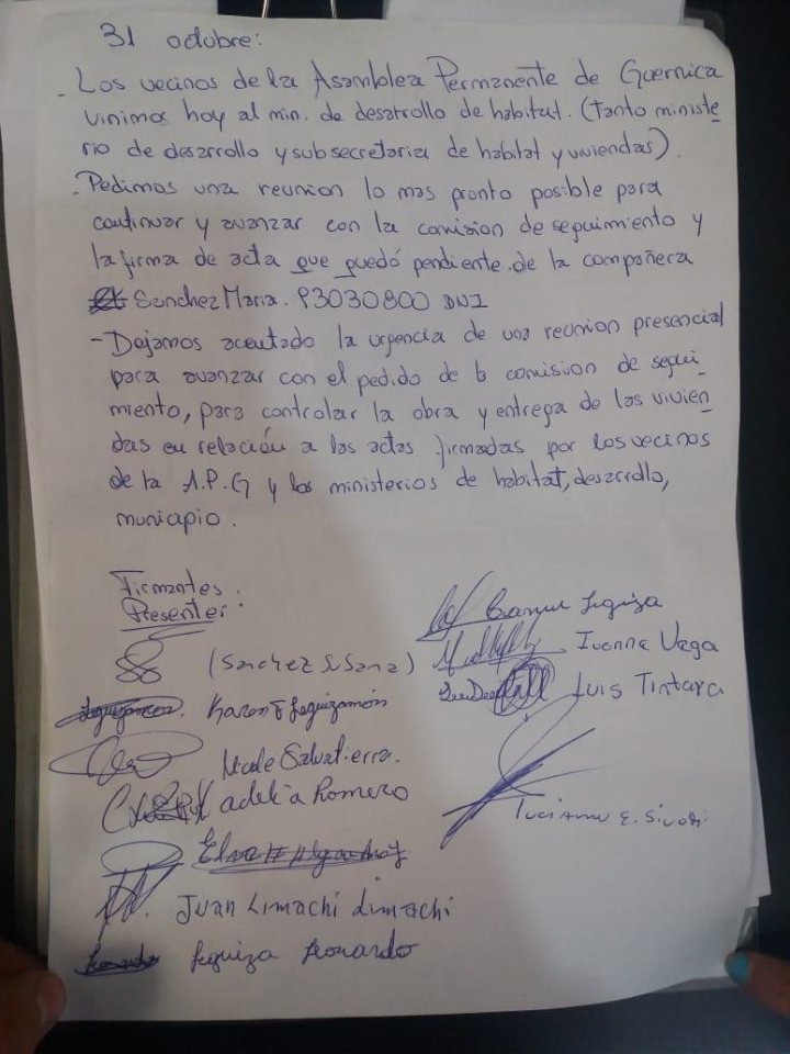 Carta presentada ante el gobierno provincial